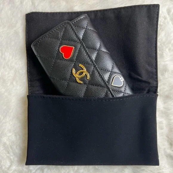 CHANEL Caviar Leather Heart Spade Tri-fold Wallet ♠️ - Picture 3 of 12